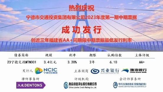 兴业银行宁德分行成功发行闽东2023年首只中期票据